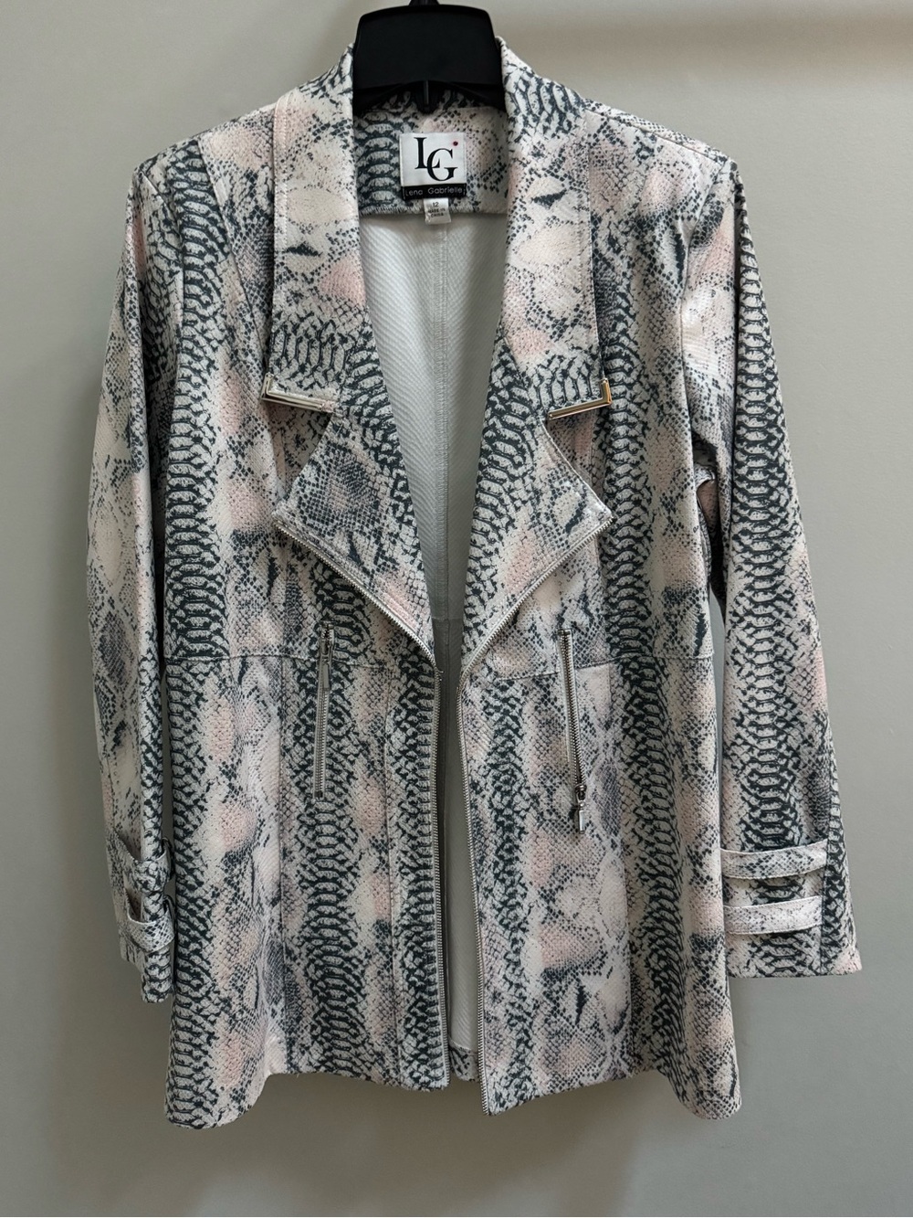 Lena Gabrielle Snake Print Moto Jacket Size 12